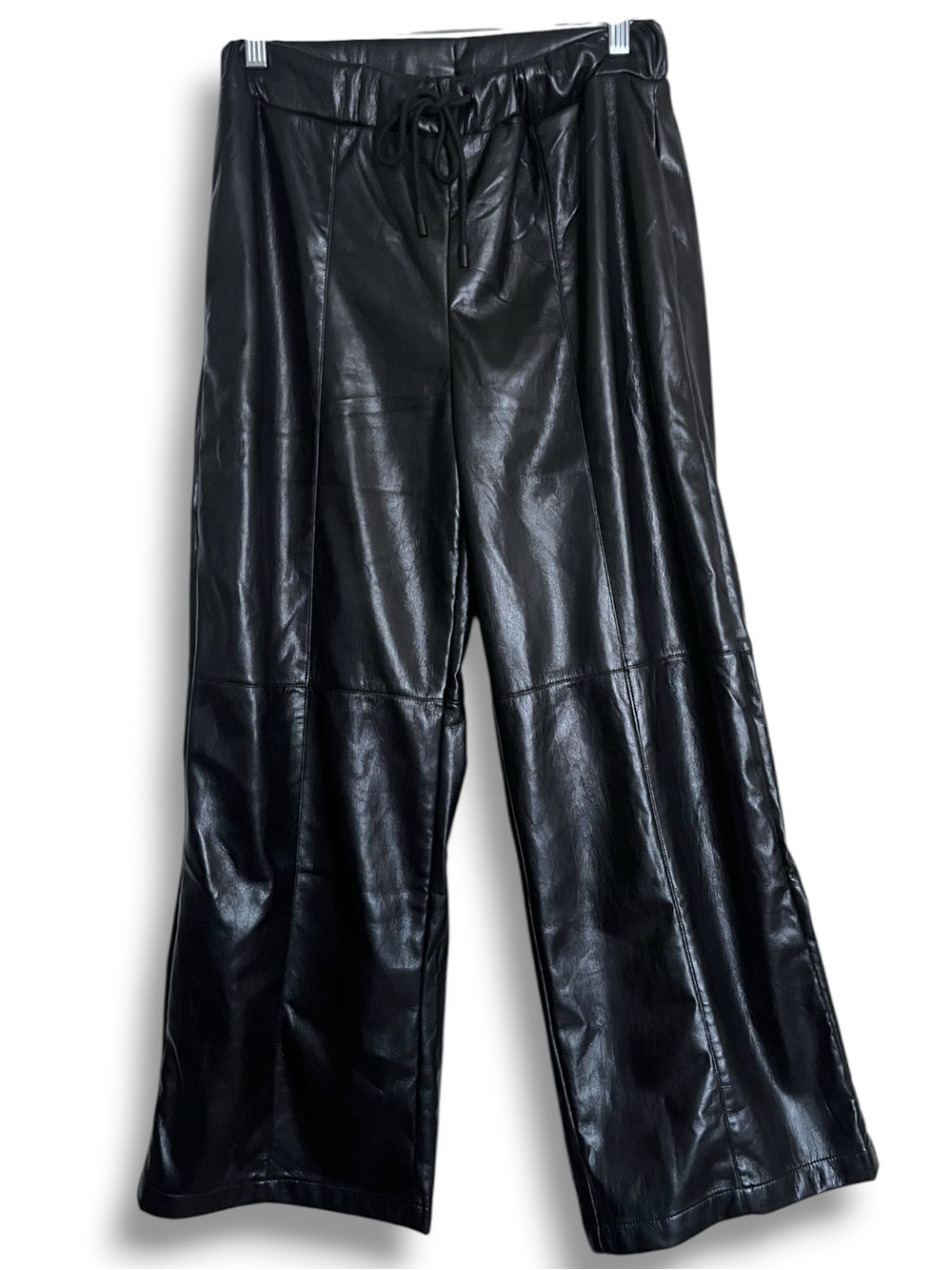 Evereve Jordan Faux Leather High Rise Wide Leg Pull On Pants Black Small - Picture 2 of 7